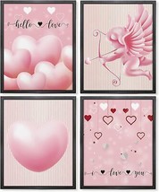 Valentines Day Wall Art Decor Pink Love Cupid&#39;s Arrow Wall Print Unframed Set of - £18.79 GBP