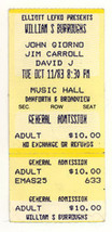 William S. Burroughs John Giorno 1983 Concert Ticket - £19.54 GBP