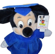 VTG Disney Mickey Mouse Graduation Cap Gown Standing Plush Doll &amp; Price Tag, 11&quot; - £21.32 GBP