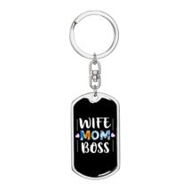 To My Wife  Wife Mom Boss Stainless Steel or 18k Gold Premium Swivel Dog Tag Ke - £29.73 GBP+