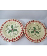 Los Angeles Pottery Laurie Gates design 2 salad plates holly berries pla... - £7.76 GBP