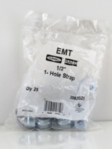 EMT Hubbel Raco 1/2-Inch Trade Size 1 Hole Strap 25-Pack 2082B25 Gray - £8.31 GBP