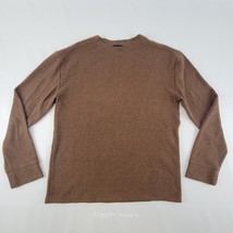 Express Brown Knit Crewneck Sweater Mens Small Soft Polyester Blend Warm... - $28.99