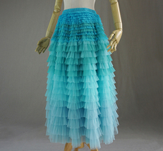 Navy Blue Tiered Tulle Skirt Women Plus Size Layered Tulle Midi Skirt image 5