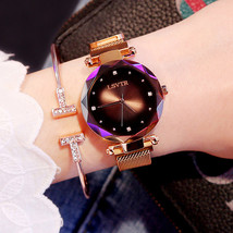 Rose Gold Women Watches Fashion Diamond Ladies Starry Sky Magnet Watch Waterproo - £11.98 GBP