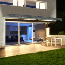 Aleko Motorized LED 13 x 10 ft. Half Cassette Retractable Awning Grey - $19,401.79 MXN