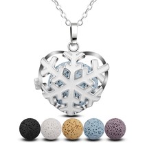 20mm  white snowflake Heart shaped hollow cage Pendant fit Lava Stone Aromathera - £10.67 GBP