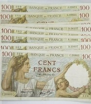 France 100 Cent Francs Banknote Lot Of 10 Banknotes 1939 - 1941 Xf No Reserve - £146.74 GBP
