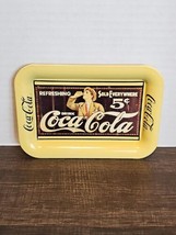 Vtg Small Yellow Coke Cola Tray Depicting 1907 Advertisement Vintage 1989 - $16.99