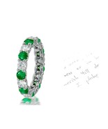 187 Custom Elegant Stackable Emerald and Diamond Round Cut Eternity Band... - $1,550.00