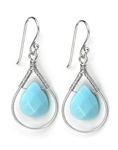 Sterling Silver Wire-wrapped Crystal Teardrop Earrings, Sky Blue - £15.93 GBP