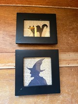 Lot of Small Black Paper Halloween Witch &amp; Black Cat Silhouette Over New... - $11.29