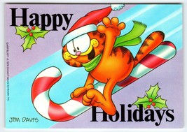 Garfield Postcard Christmas Happy Holidays Cat On Candy Cane Jim Davis 1978 - $10.80