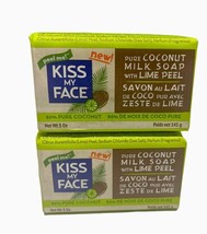 (2) Bars Kiss My Face Pure Coconut Milk Soap w/ Lime Peel, Exfoliate, 5oz - £19.66 GBP