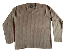 Dockers Men&#39;s Sweater V-Neck Long Geometric Brown Tan Taupe Grandpa Size L - £10.11 GBP