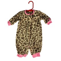 Just One Year Girls Size 3 MOnths INfant Baby Cheetah Fleece 1 Piece Bodysuit Ou - $7.69