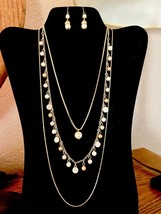OOAK Reinvented CHAPS Triple Strand Draped goldtone necklace and Earrings - £19.93 GBP