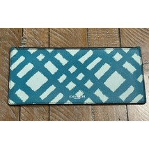 Coach Leather Teal/Aqua Printed Zipper Pouch See Pics for imperfection on back  - $22.44