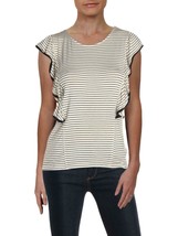 AQUA Womens Striped Ruffled Knit Top Shirt Size Medium $48 - NWT - £7.16 GBP