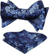 HISDERN Bow Ties for Men Floral Bowties Mens Self Tie Bow Tie Handkerchief Jacqu - £12.28 GBP