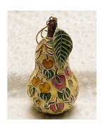 Vintage Cloisonne Enamel Brass Pear Ornament, Oriental Scene Design Deco... - $872.27 MXN