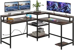 L Shaped Desk With Power Outlet And Usb Port, 59 In L-Shaped Computer Co... - $240.99