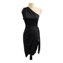 Pretty Garden Womens M One Shoulder Ruched Bodycon Dress Black Mini Cocktail - £15.13 GBP