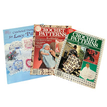 Lot 3 Vintage Crochet Magazines Leaflets Afghans Christmas Lacy Pillows Patterns - £7.53 GBP