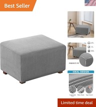 Dove Gray Elastic Ottoman Slipcover - Spandex Jacquard for Stylish Livin... - $34.00