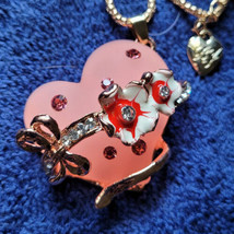 New Betsey Johnson Necklace Heart Pink Red White Valentines Day Love Decorative - £11.98 GBP