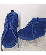 Kids Blue Ugg Neumel Chukka Suede Boots Size 12 Fleece Sheepskin Lining - $416.10 MXN