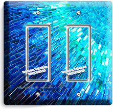 Blue Pearl Mosaic Tile Design Double Gfci Light Switch Wall Plate Kitchen Decor - £8.70 GBP