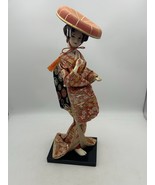 1940s Japanese Geisha Doll in Red &amp; Gold Kimono 14.5&quot; - $45.00