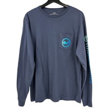 Vineyard Vines Long Sleeve Small Mens navy Blue Whale logo pocket front - £15.82 GBP