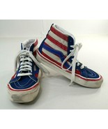 Vans Sk8-Hi 38 Skateboard Shoes Red White Stripe Blue Suede EU 35  US M ... - £31.87 GBP