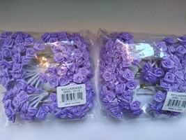 Wholesale LOT 288 Satin 1/2&quot; Lavender RIBBON ROSES Wire Stem Wedding Crafts - £10.17 GBP