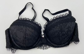 Victoria&#39;s Secret Very Sexy Uplift Balconet Bra Black Crochet Lace Padded 36C - £13.91 GBP