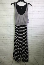 Style &amp; Co Womens Size S Black White Striped Two Tone Layered Stretch Maxi Dress - £16.87 GBP