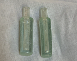 2 Antique Opium Light Aqua Glass Bottles 2.25” - £17.47 GBP