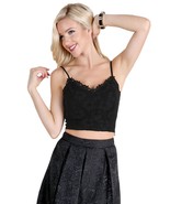 Lace Ponte Crop Top (Large, Black) - $34.23 CAD