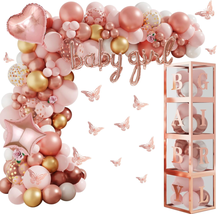 Rose Gold Balloons Baby Shower Decorations 134Pcs for Girl Baby Boxes, B... - £33.68 GBP