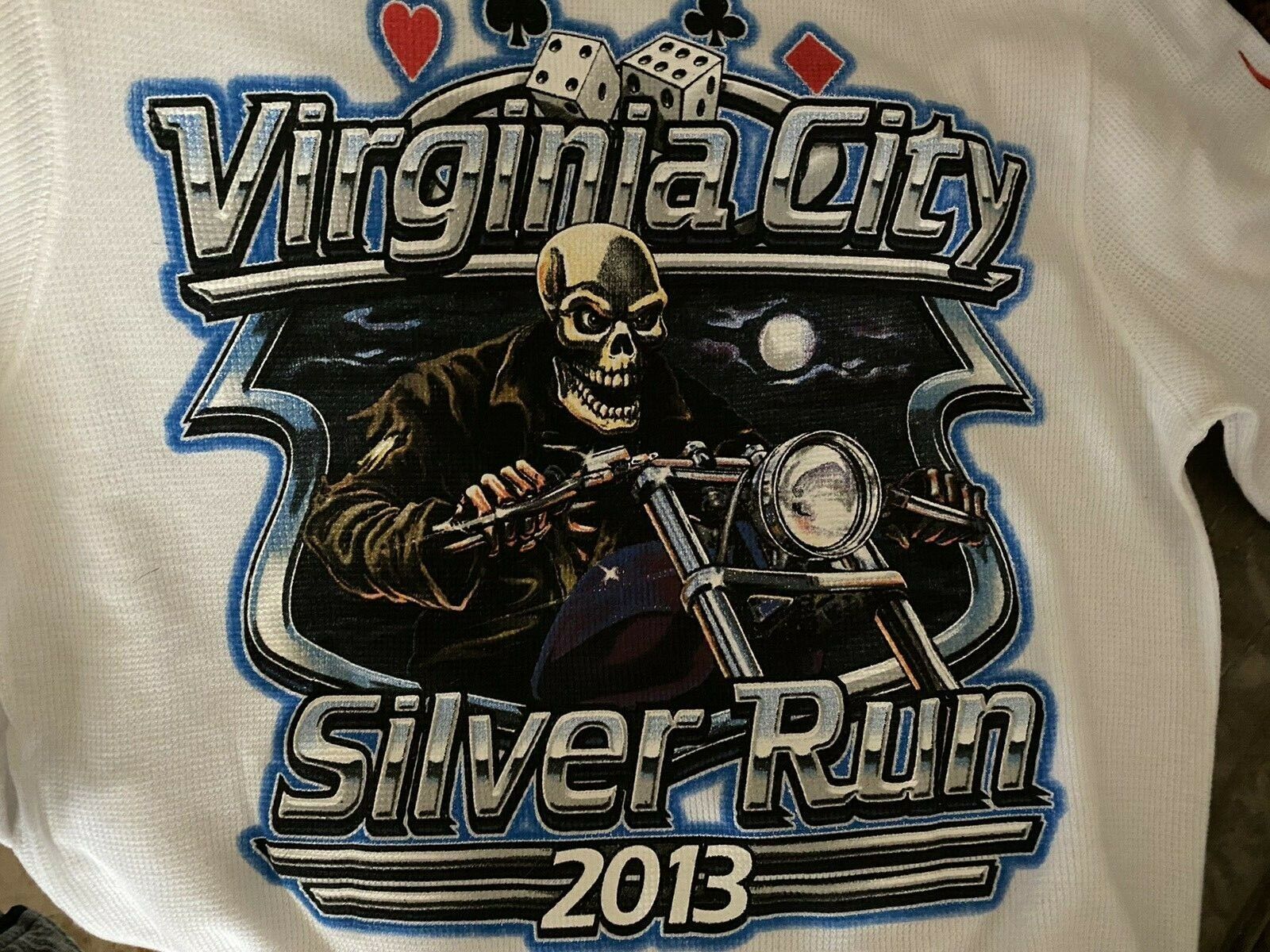 Vtg Virginia City 2003 Silver Run Shirt Sz L Motorcycle Bike Rally Skulls LS - £15.52 GBP
