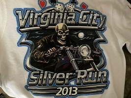 Vtg Virginia City 2003 Silver Run Shirt Sz L Motorcycle Bike Rally Skulls LS - £15.81 GBP