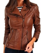 Women&#39;s Genuine Lambskin Real Leather Jacket Slim fit Biker Jacket For W... - $161.21 CAD