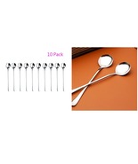 Long Handle ROUND Stainless Steel Mixing Ice Cream Coffee Spoon Set 10 P... - £19.12 GBP