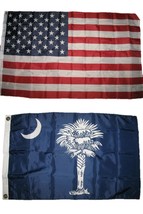 AES 2x3 2&#39;x3&#39; Wholesale Lot Combo: USA American w/State of South Carolina Flag - £7.54 GBP