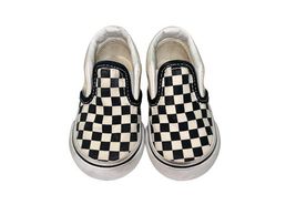 Vans Checkerboard Slip-On Shoes Toddler Size 4 Black White Canvas Used image 2