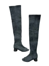 Clergerie Paris Over the Knee Open Toe Jean Boots Grey ( 37 ) - £392.24 GBP