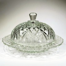 Anchor Hocking Prescut Clear Round Covered Dish 1970s Pressed Glass JRB - $19.70