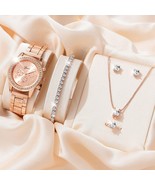 6 Pcs Geneva Crystal Rose Gold Boyfriend Wrist Watch Ring Necklace Earri... - $26.99